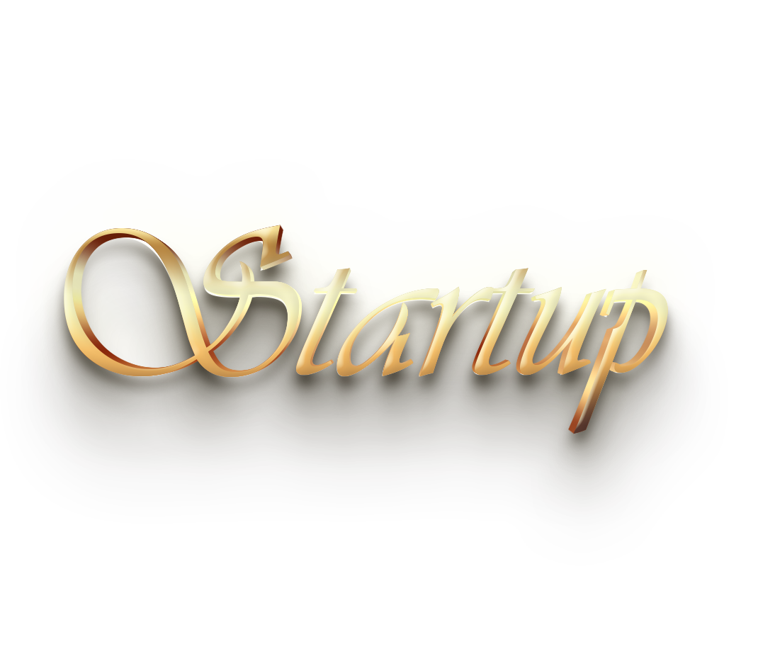 WORD START UP gold 3D text effects art typography PNG images free